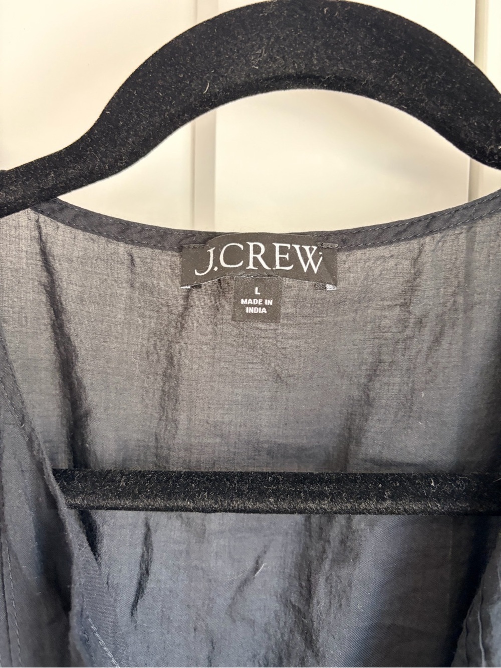 J.Crew Black Lightweight Buttondown Dress with Slip | L - Picture 4 of 4